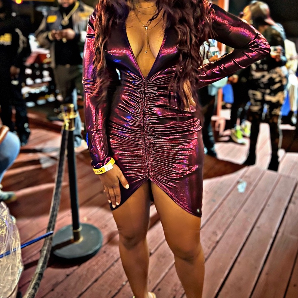 Magenta one of a kind metallic dress